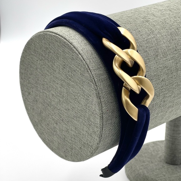 New Red Handmade Velvet Gold Chain Elegant Glamorous comfy bendable Headband - Picture 9 of 12